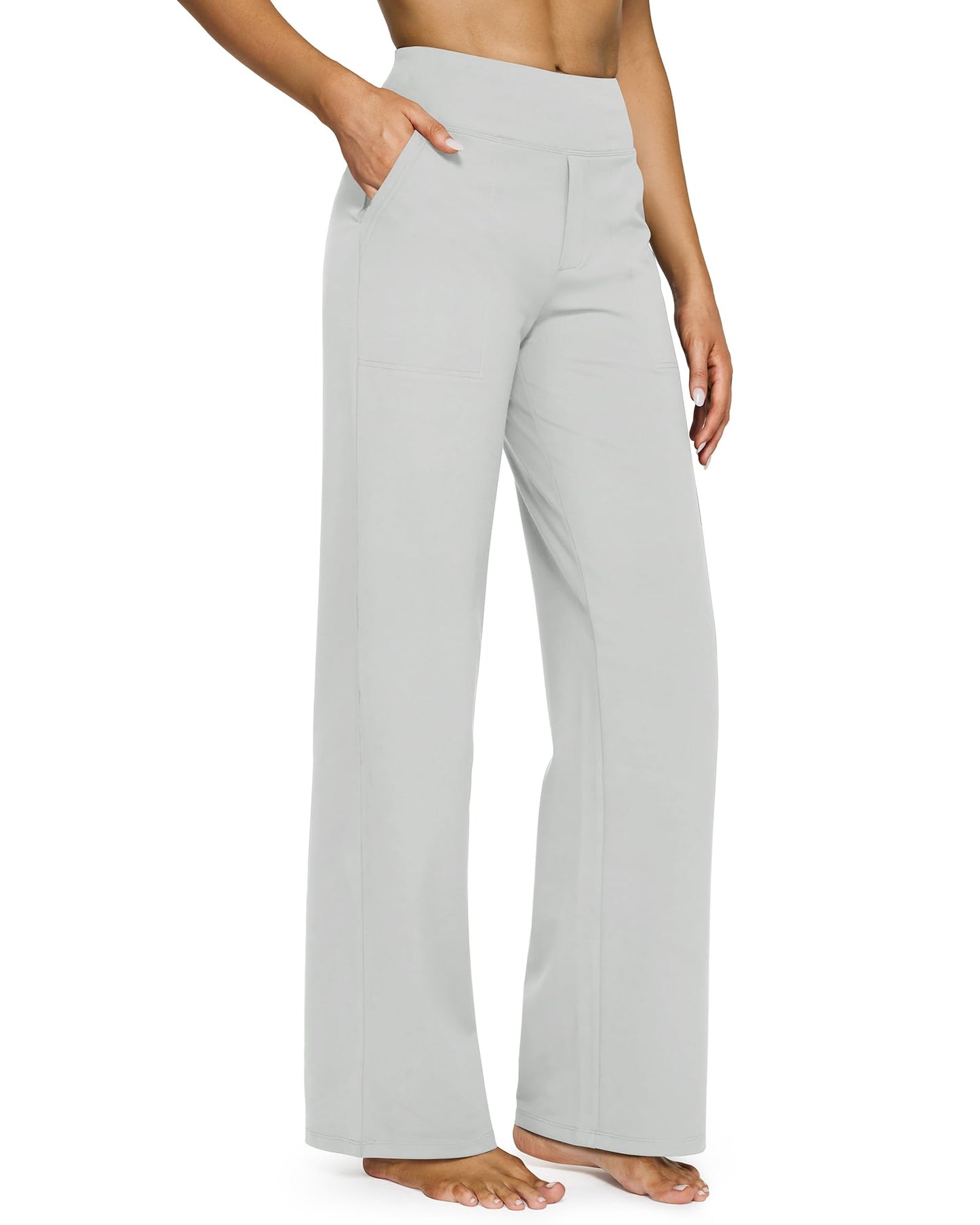 💖Siste dags salg 50% avslag 💷Kvinners høytaljede stretch casual yogabukser med vide ben
