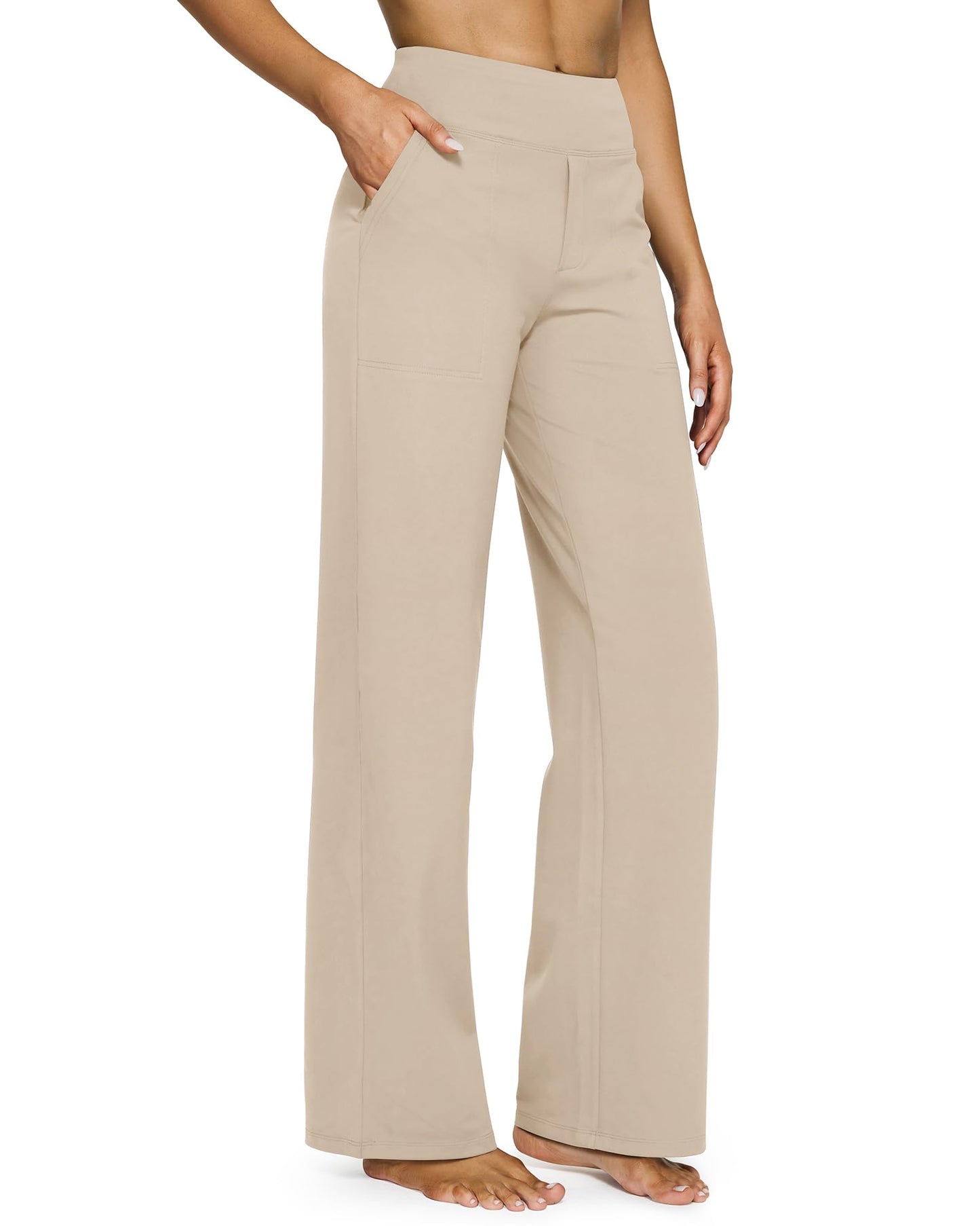 💖Siste dags salg 50% avslag 💷Kvinners høytaljede stretch casual yogabukser med vide ben