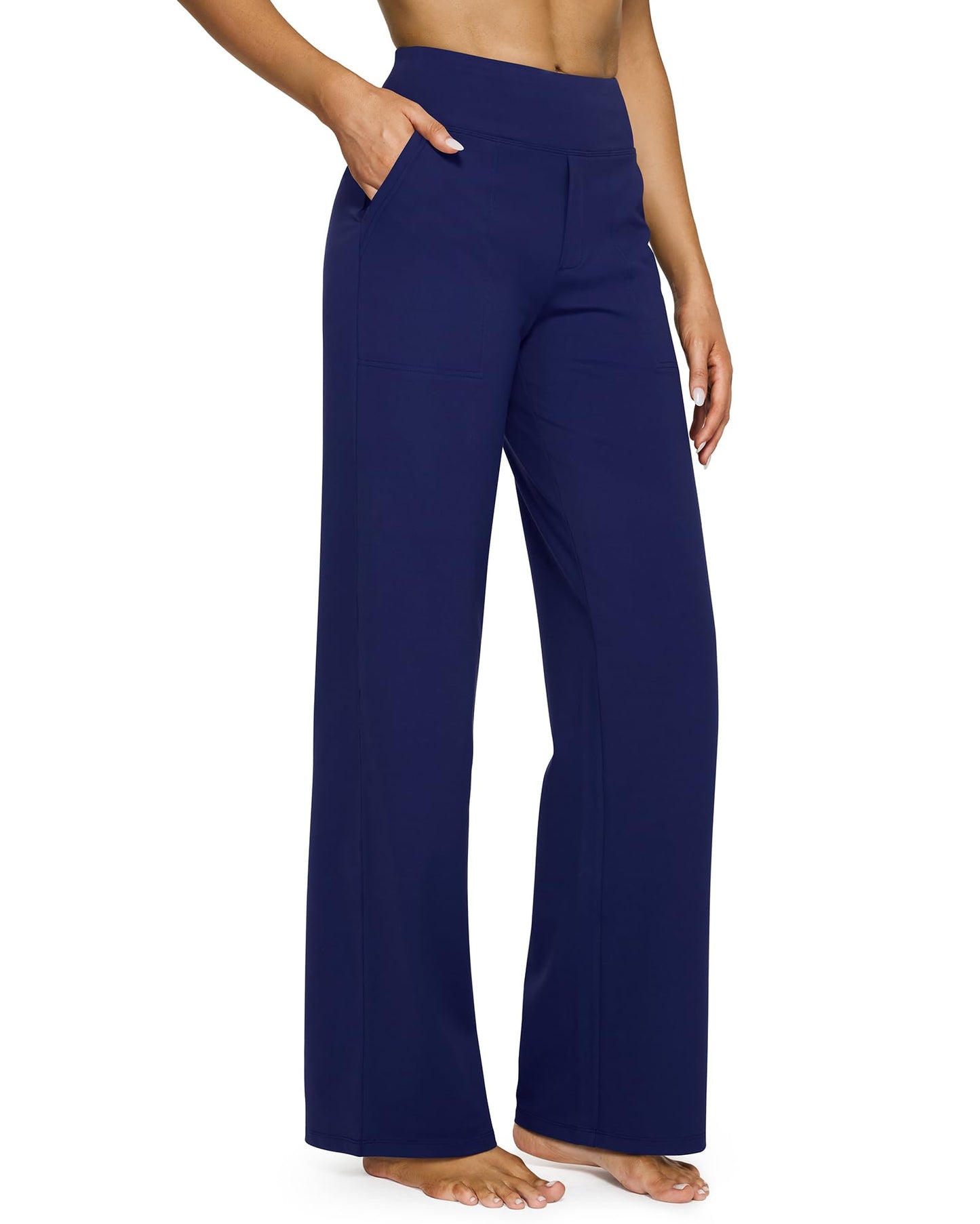 💖Siste dags salg 50% avslag 💷Kvinners høytaljede stretch casual yogabukser med vide ben