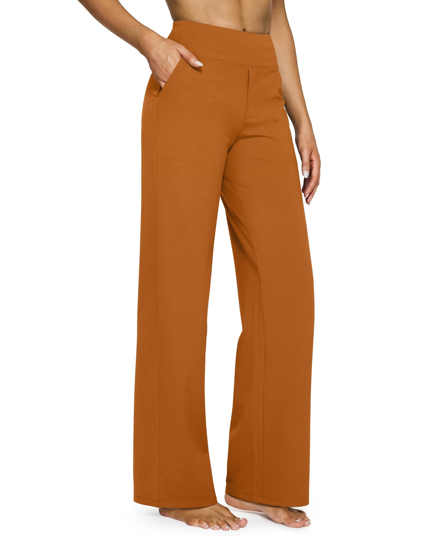 💖Siste dags salg 50% avslag 💷Kvinners høytaljede stretch casual yogabukser med vide ben