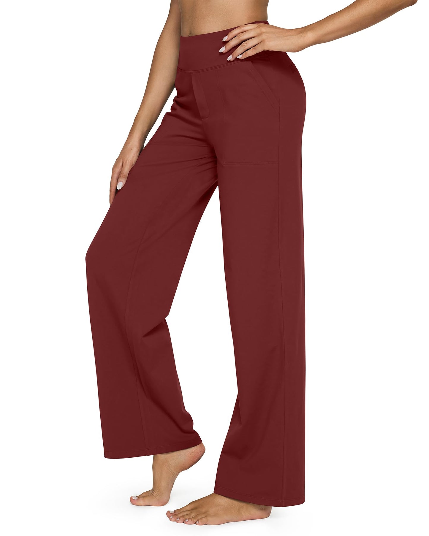 💖Siste dags salg 50% avslag 💷Kvinners høytaljede stretch casual yogabukser med vide ben