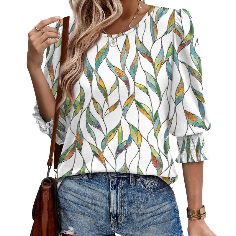 🌞HOT SUMMER SALE 50% OFF -Dameskjorte med mansjett og syvkvart ermer, formell og uformell