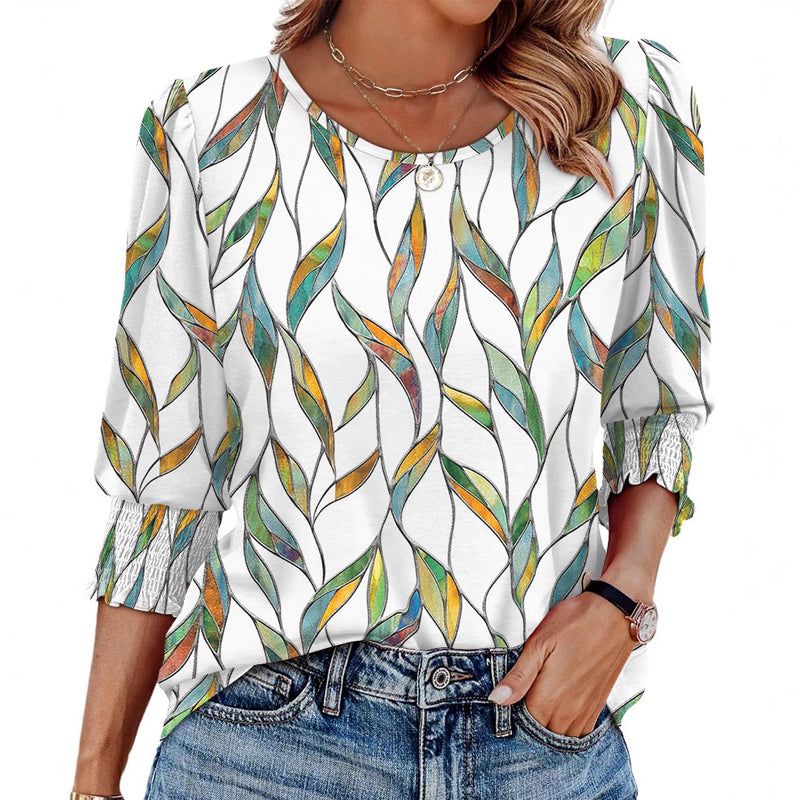 🌞HOT SUMMER SALE 50% OFF -Dameskjorte med mansjett og syvkvart ermer, formell og uformell