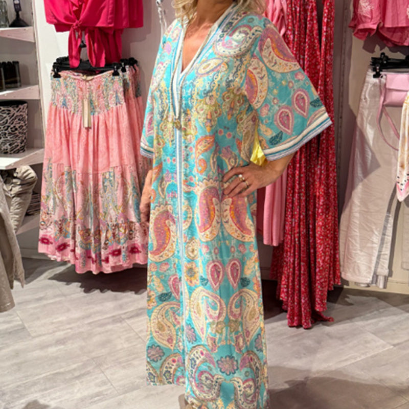 Varmt salg 50% avslag 🌺Kvinners behagelige løse passform trykte kjole 👗
