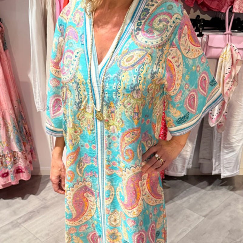 Varmt salg 50% avslag 🌺Kvinners behagelige løse passform trykte kjole 👗