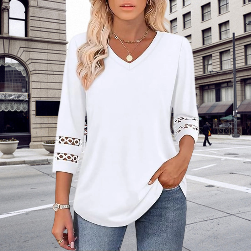 🌞cSommersalg 50% OFF🔥Fri V-hals topp for kvinner med 3/4 ermer