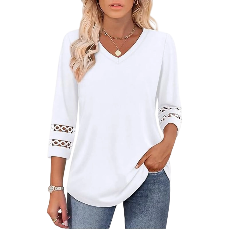 🌞cSommersalg 50% OFF🔥Fri V-hals topp for kvinner med 3/4 ermer