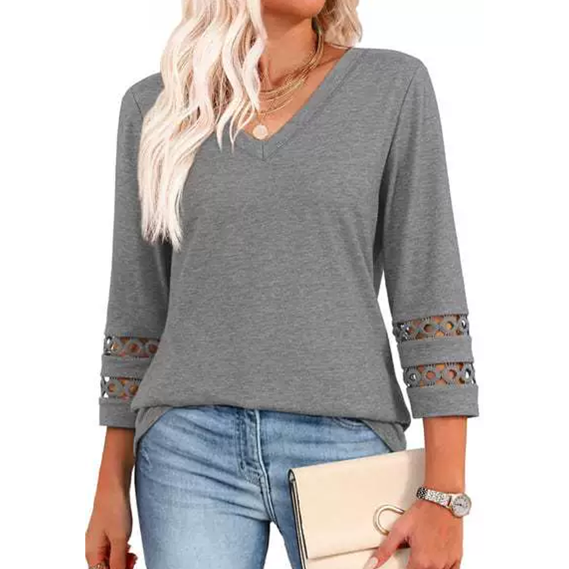 🌞cSommersalg 50% OFF🔥Fri V-hals topp for kvinner med 3/4 ermer