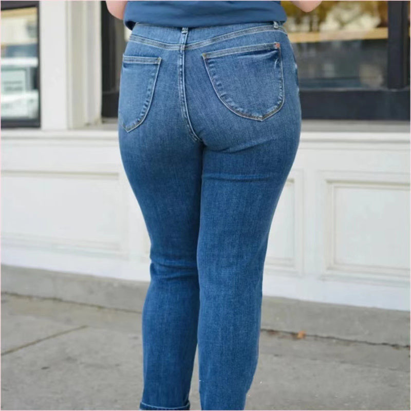Skinny jeans med høy stretch for kvinner