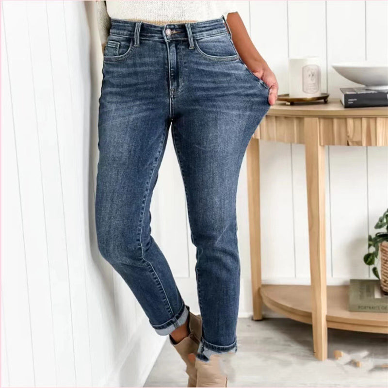 Skinny jeans med høy stretch for kvinner