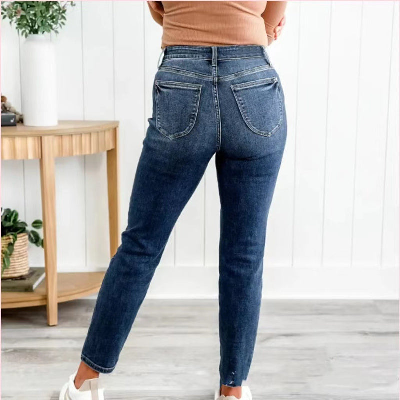 Skinny jeans med høy stretch for kvinner