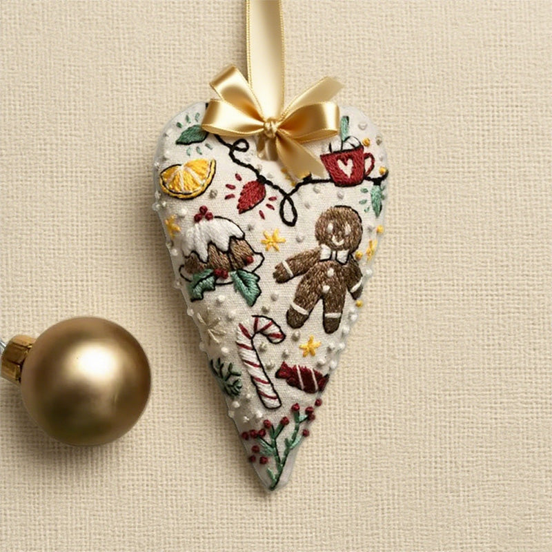 🎅Best Christmas Gift💖DIY Heart Shaped Hand Embroidered Christmas Ornament/Ornament Kit