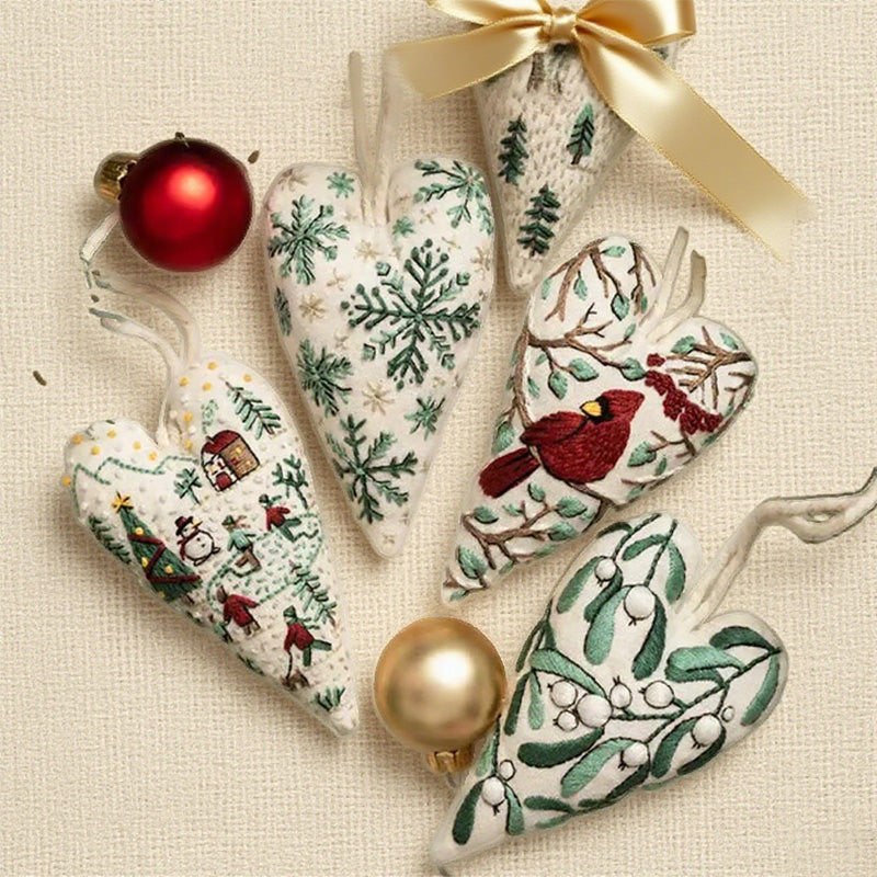 🎅Best Christmas Gift💖DIY Heart Shaped Hand Embroidered Christmas Ornament/Ornament Kit