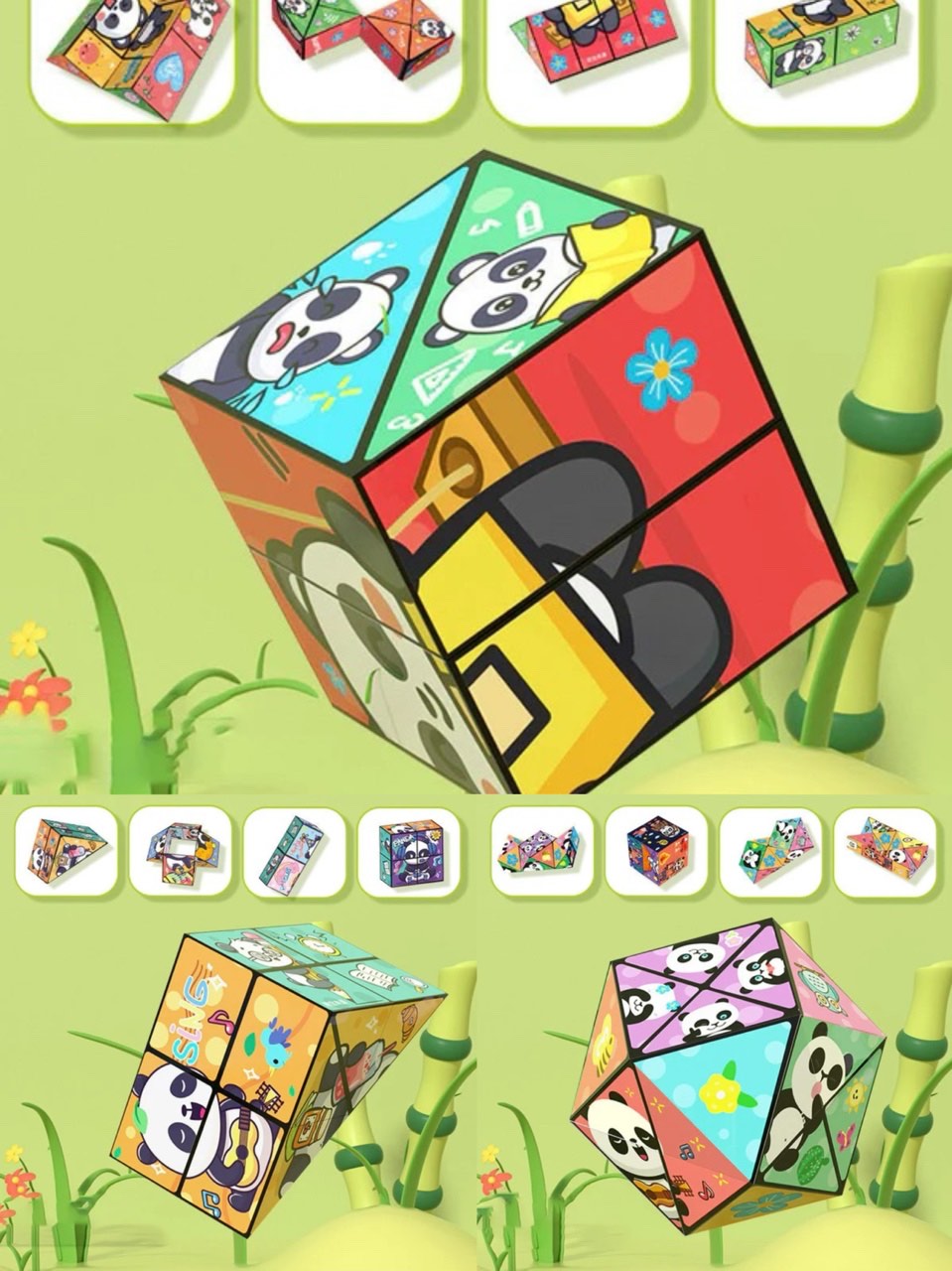 🧒✨Kreativ sammenleggbar panda-magisk kube-leke for barn