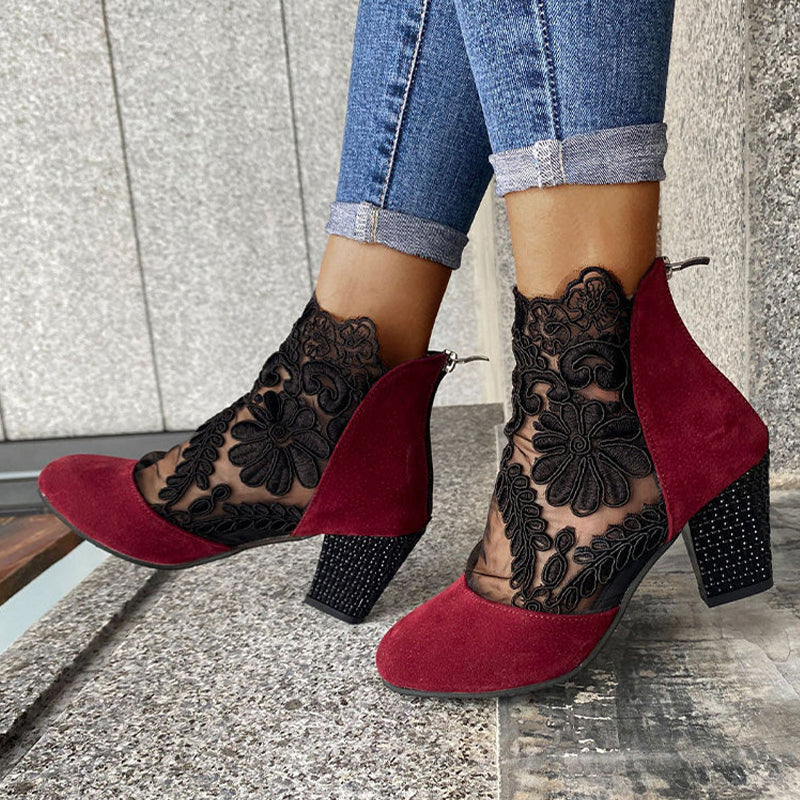 👢✨Sommerlige, Elegante Høye Hæler med Blonder for Kvinner