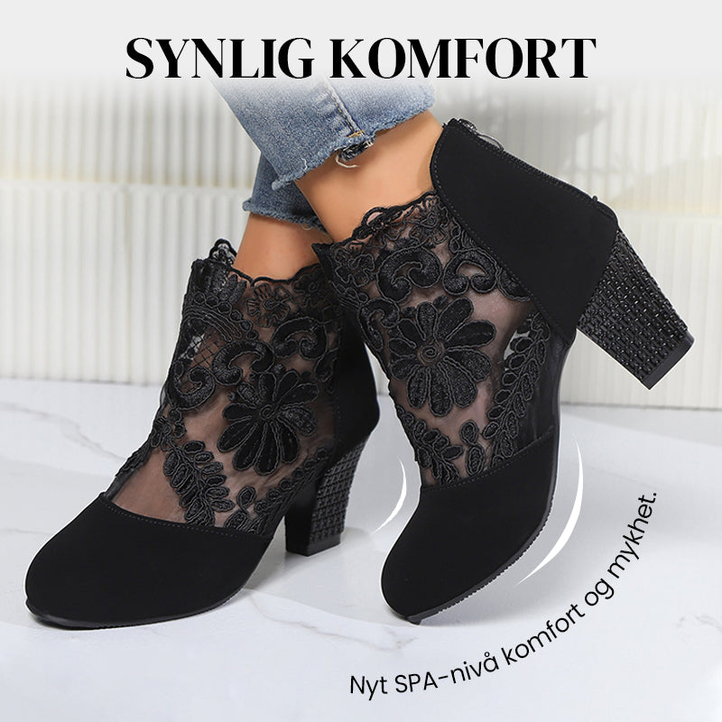 👢✨Sommerlige, Elegante Høye Hæler med Blonder for Kvinner