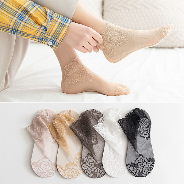 💯💕Fashion Lace-sokker for kvinner (5 par)