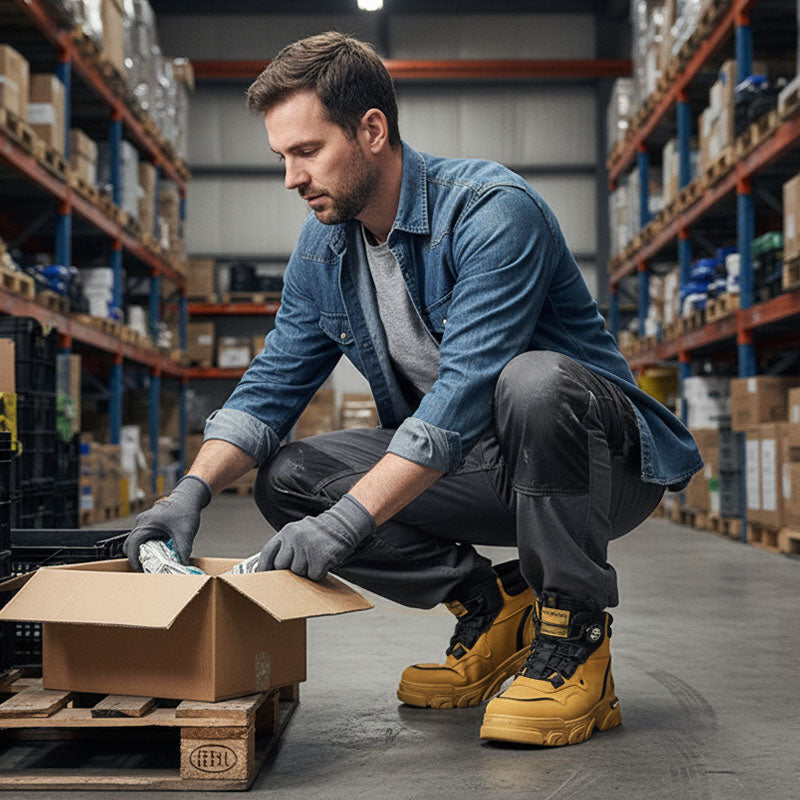 🔥49 % RABATT🔥 Utendørs arbeidssko med svingbar spenne for menn 🔄👞 – Vanntett 💦, sklisikker 🚶‍♂️, komfortabel, pustende 🌬️