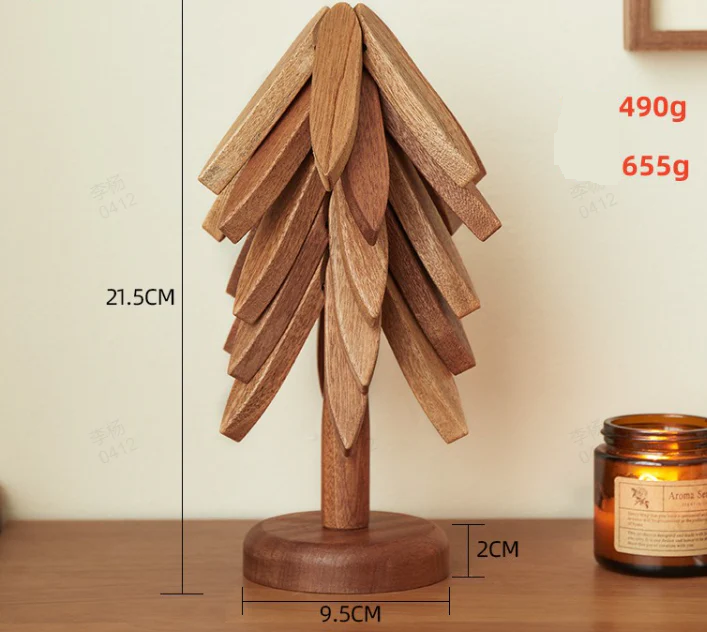Isolerende koppe underlag i massivt tre, juletre design