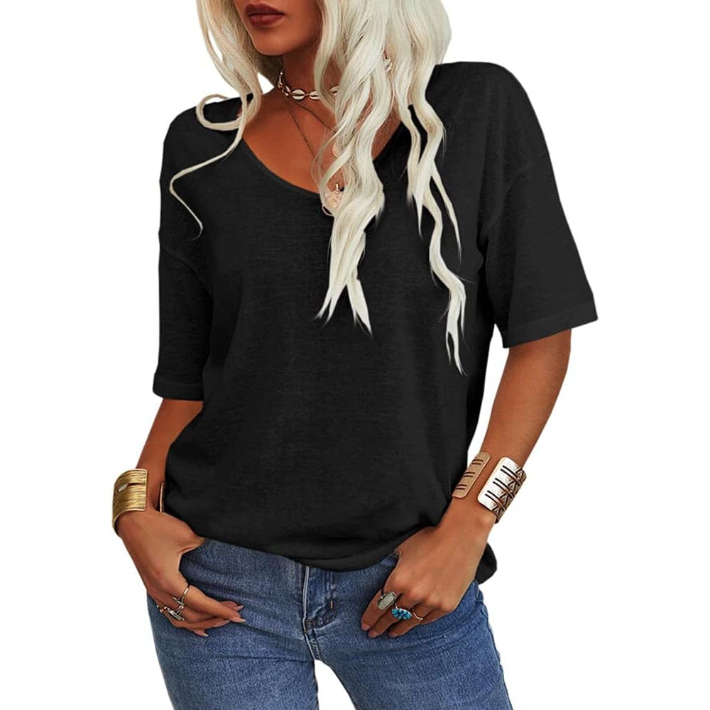 💖2025 Summer Hot Sale 50% OFF👚Ensfarget V-hals-T-skjorte for kvinner