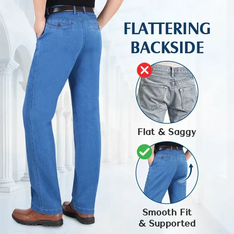 🔥Hot Sales - 50% AVSLAG🔥Herrejeans med høy midje og rett snitt