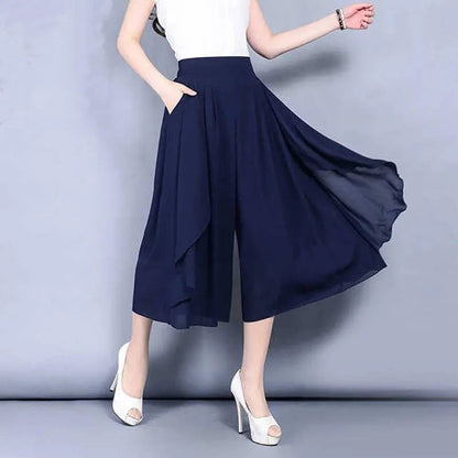 👗50% הנחה! ✨ מכנסי שיפון א-סימטריים לנשים עם רגליים רחבות
