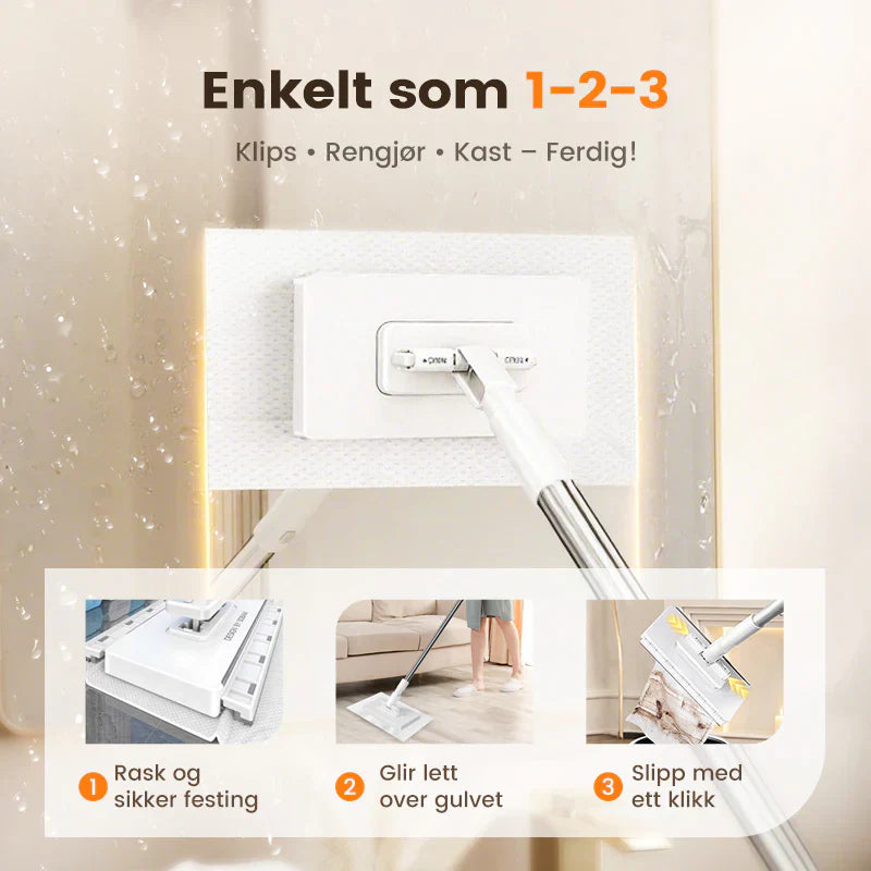 🔥Siste dags salg 50% rabatt🔥Engangsstøvmopp med 4 gjenbrukbare kluter