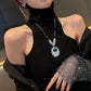 Rhinestone-anheng langt halskjede for kvinner