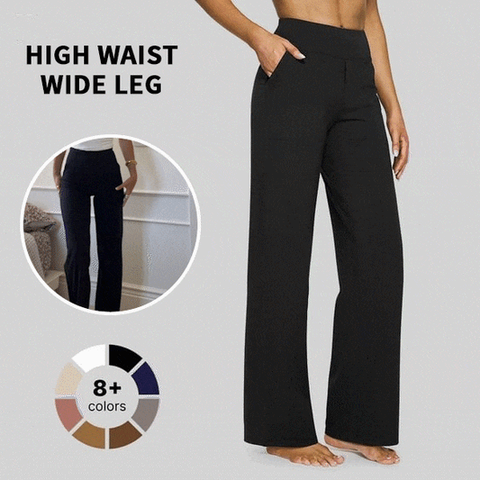💖Siste dags salg 50% avslag 💷Kvinners høytaljede stretch casual yogabukser med vide ben