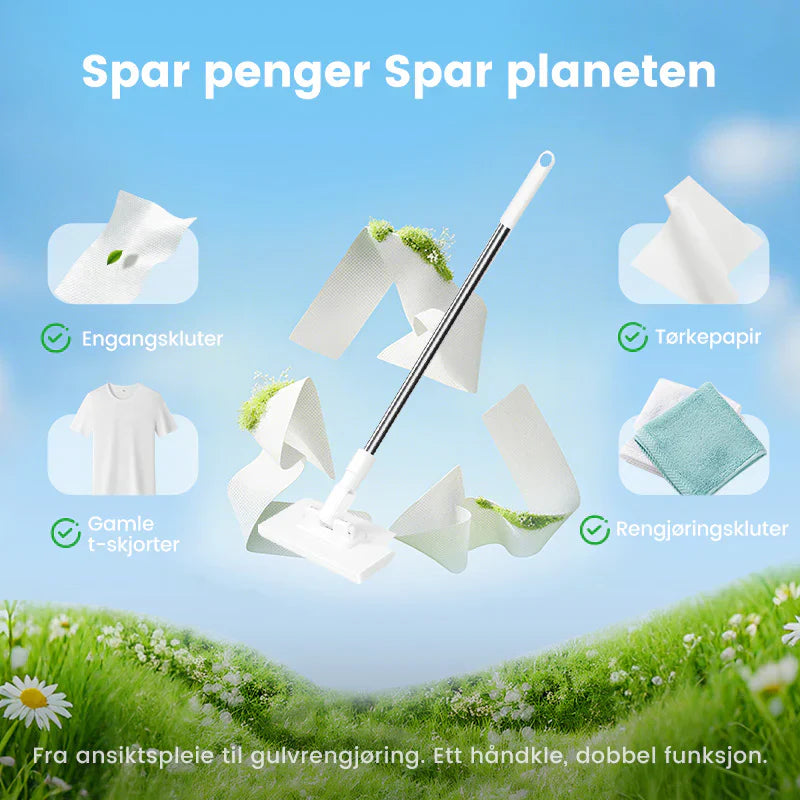🔥Siste dags salg 50% rabatt🔥Engangsstøvmopp med 4 gjenbrukbare kluter