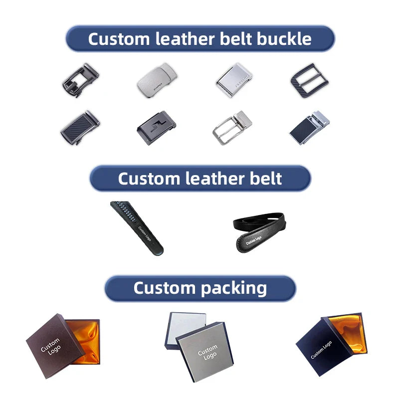 OEM-designet belter i svart skinn fra ku Løsebelter til fritidsbruk Mykt skinnbelte til forretningsbruk for kvinner og menn