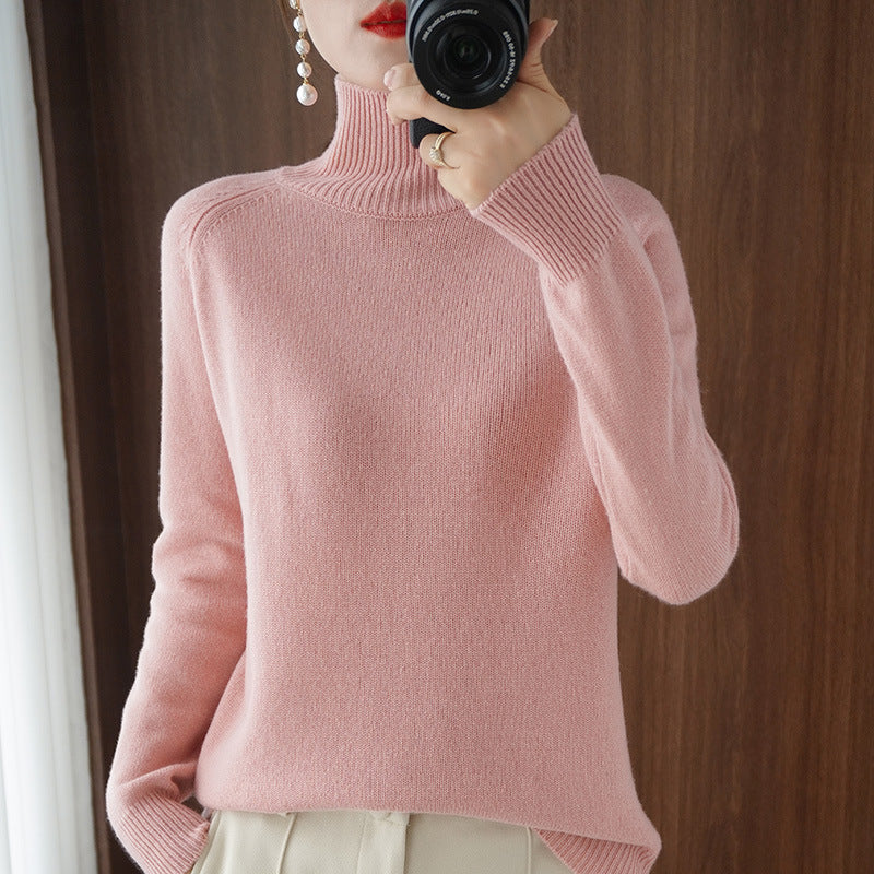 🎉2025 Ny ankomst💕Solid turtleneck imitert cashmere strikket genser