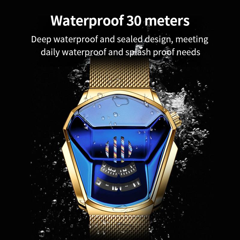 Luksuriøs herreklokke for motorsport med rombeformet design