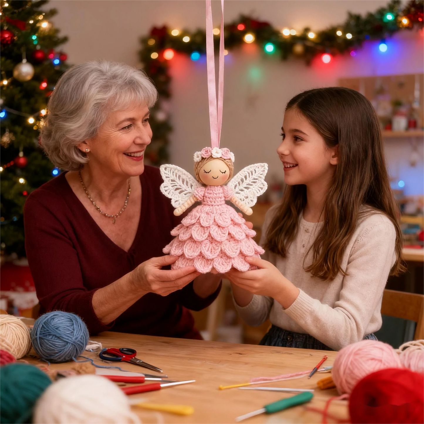 🔥Siste dag med 50 % rabatt🎁Hekle din egen engel – komplett håndverkssett