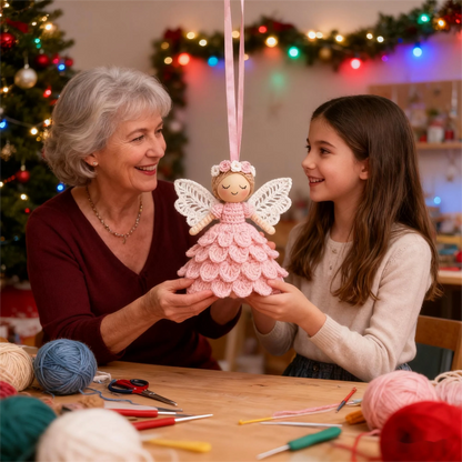 🔥Siste dag med 50 % rabatt🎁Hekle din egen engel – komplett håndverkssett