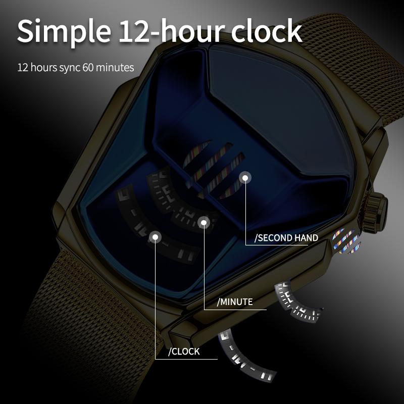 Luksuriøs herreklokke for motorsport med rombeformet design