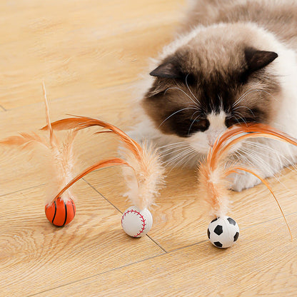 🐈Kjøp 1 få 1 gratis🐈Interaktiv hoppeball for katter med fjær