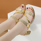 Sandaler med blokkhæl for kvinner med utsmykning av rhinestone