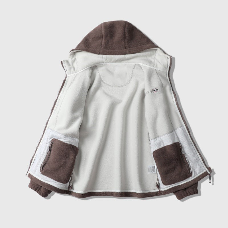 🎅Juleforhåndssalg🎁Herrejakke med hette med varm hette i dobbeltsidig imitert fleece