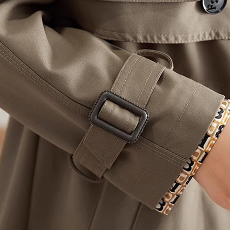 🔥 45% RABATT !!!🔥Slankende trenchcoat i mellomlengde for kvinner med jakkeslag💝Kjøp 2 ， GRATIS FRAK