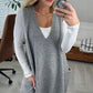 💕Sesongens begrensede tilbud 50% avslag💕Løs passform V-hals lomme Cardigan Tank Top for damer