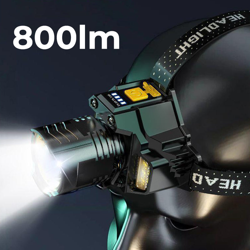 Utendørs vanntett oppladbar hodelykt med hodebånd