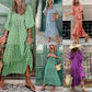 🌸Sommerspesialtilbud🌸Elegant maxi-kjole med puffermmer og blomstermønster i boho-stil for kvinner