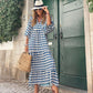 🌸Sommerspesialtilbud🌸Elegant maxi-kjole med puffermmer og blomstermønster i boho-stil for kvinner
