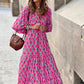 🌸Sommerspesialtilbud🌸Elegant maxi-kjole med puffermmer og blomstermønster i boho-stil for kvinner