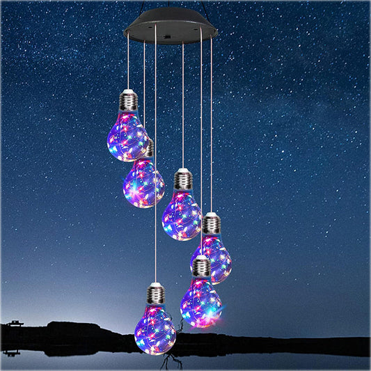 🌠2025 Ny design🌠💡Fargerike LED-solcelledrevne lyspærer vindspill🌈