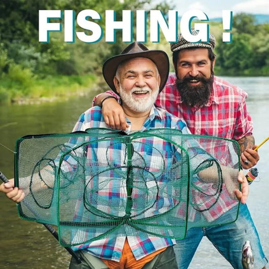 🐟Automatisk sammenleggbart, forsterket fiskefellenett