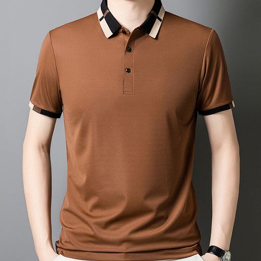 Kortermet Stretch Ice Silk T-skjorte med oppbrett for me