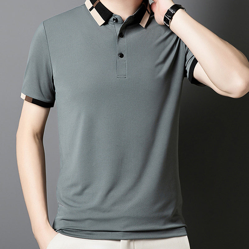 Kortermet Stretch Ice Silk T-skjorte med oppbrett for me
