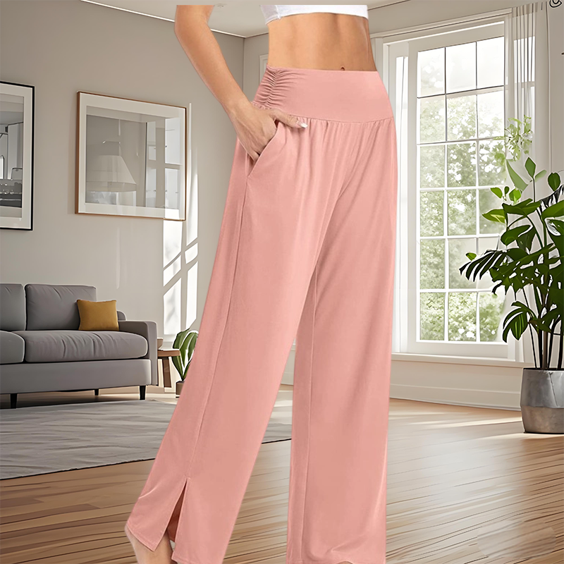 💕Ny 50% rabatt Hot Sale💕Dame Fritidsbukser med Høy midje og Vide Ben